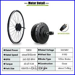 E-bike 500W Brushless Gear Font Rear Drive Motor Conversion Kit 16-29700C Wheel