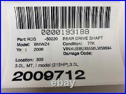 Rear Drive Shaft for Manual Transmission Fits 2006 2007 BMW Z4 3.0i (215HP)